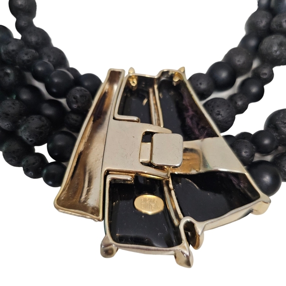 ALEXIS BITTAR Necklace Lucite and 5 Strand Black Tektite Bead 18" - Picture 7 of 10